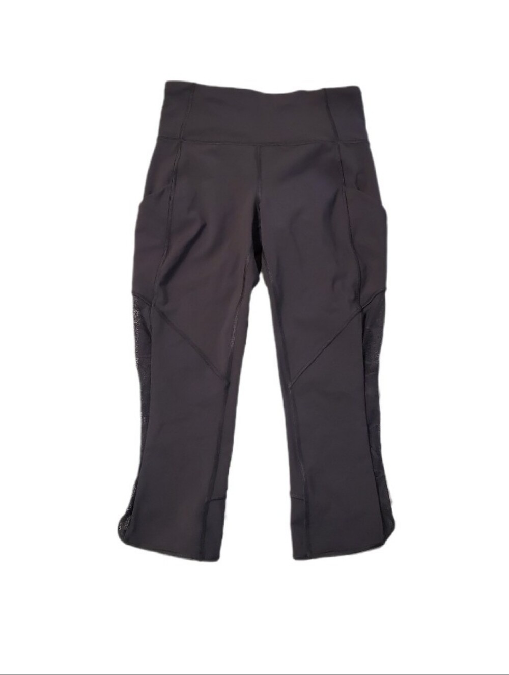 Lululemon Black Goal Crusher Mesh Inset Cropped Leggings Size 6
